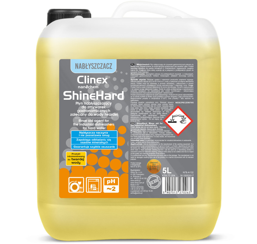 Nabłyszczacz płyn nabłyszczający do zmywarek gastronomicznych do wody twardej CLINEX ShineHard 5L