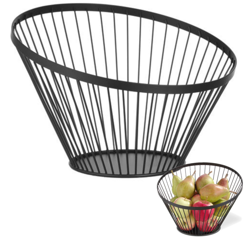 Koszyk miska druciana na owoce czarna z matową powłoką śr. 300 mm - Hendi 427071