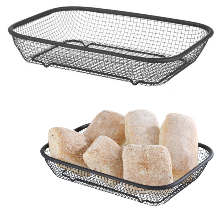 Koszyk druciany do serwowania pieczywa chleba bułek 295x220x60 mm czarny - Hendi 425558
