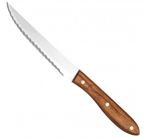 Nóż do steków ząbkowany nierdzewny uchwyt z drewna różanego dł. 120 mm - Hendi 841150