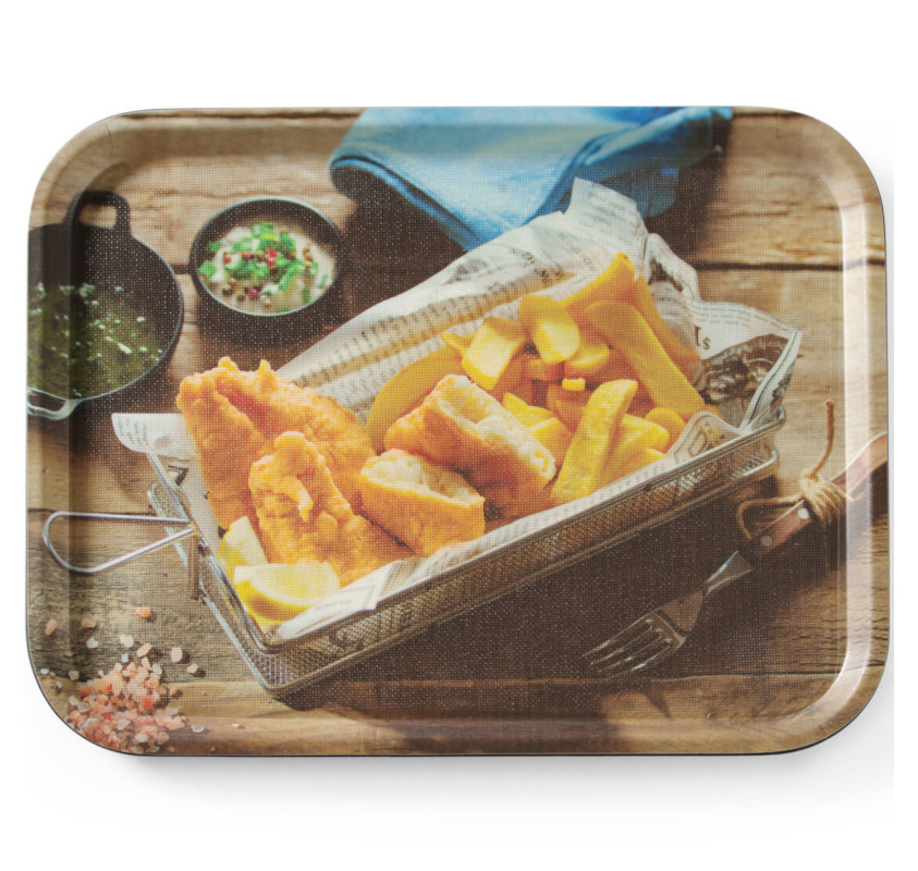 Taca antypoślizgowa do serwowania tasty fish & chips 330 x 430 mm - Hendi 508022